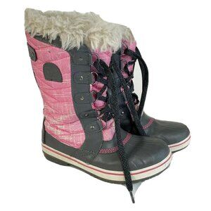 Sorel Youth Tofino II Faux Fur Winter Snow Boots Waterproof Pink Sz 3 NY2420-652